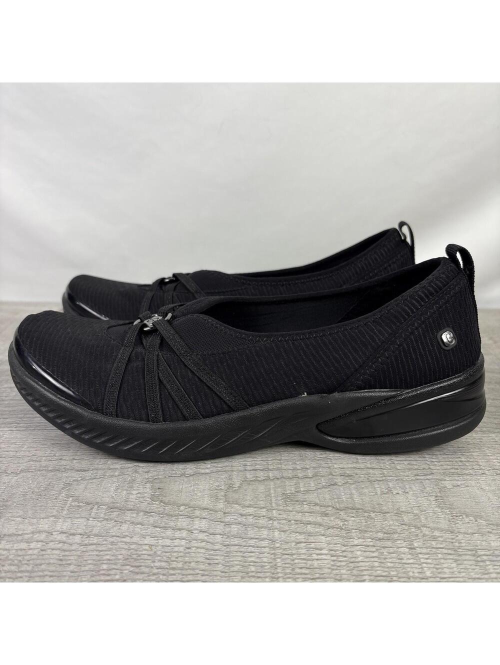 Bzees Rosie Shoes Womens 11 Black Fabric Slip On Casual Comfort Wedge Shoes